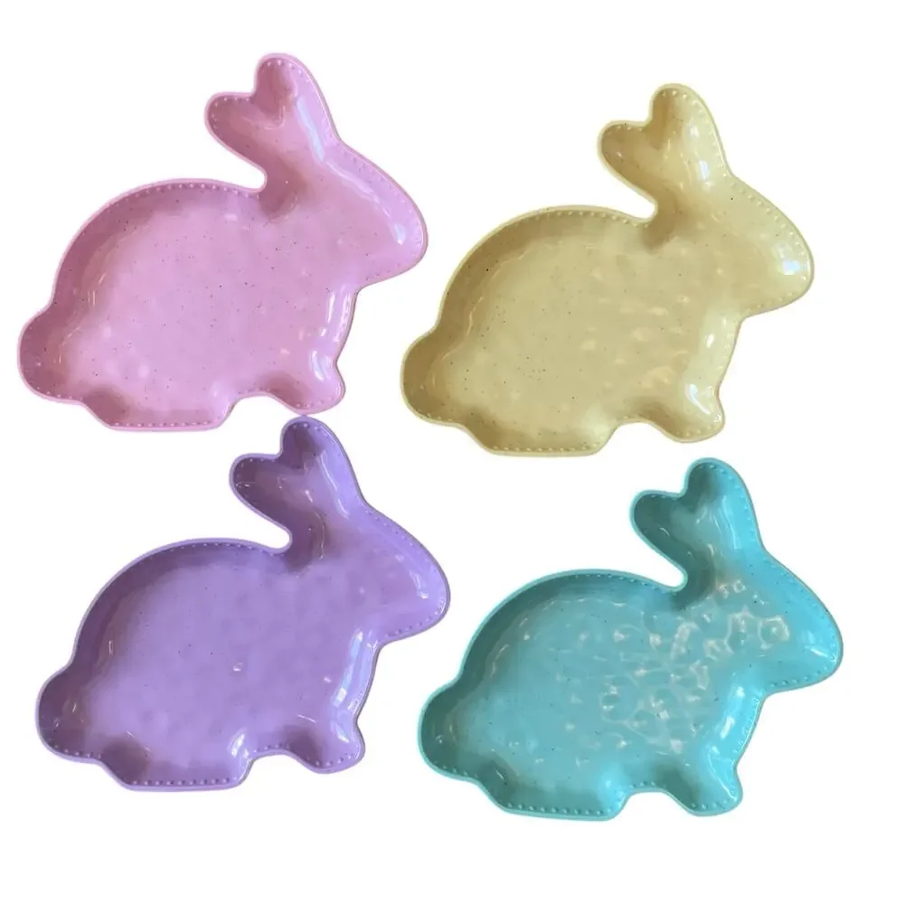 BUNNY & BEAN Easter Egg Shaped Melamine Tidbit Bowls 5x3.5 Set of 4 Pastel New